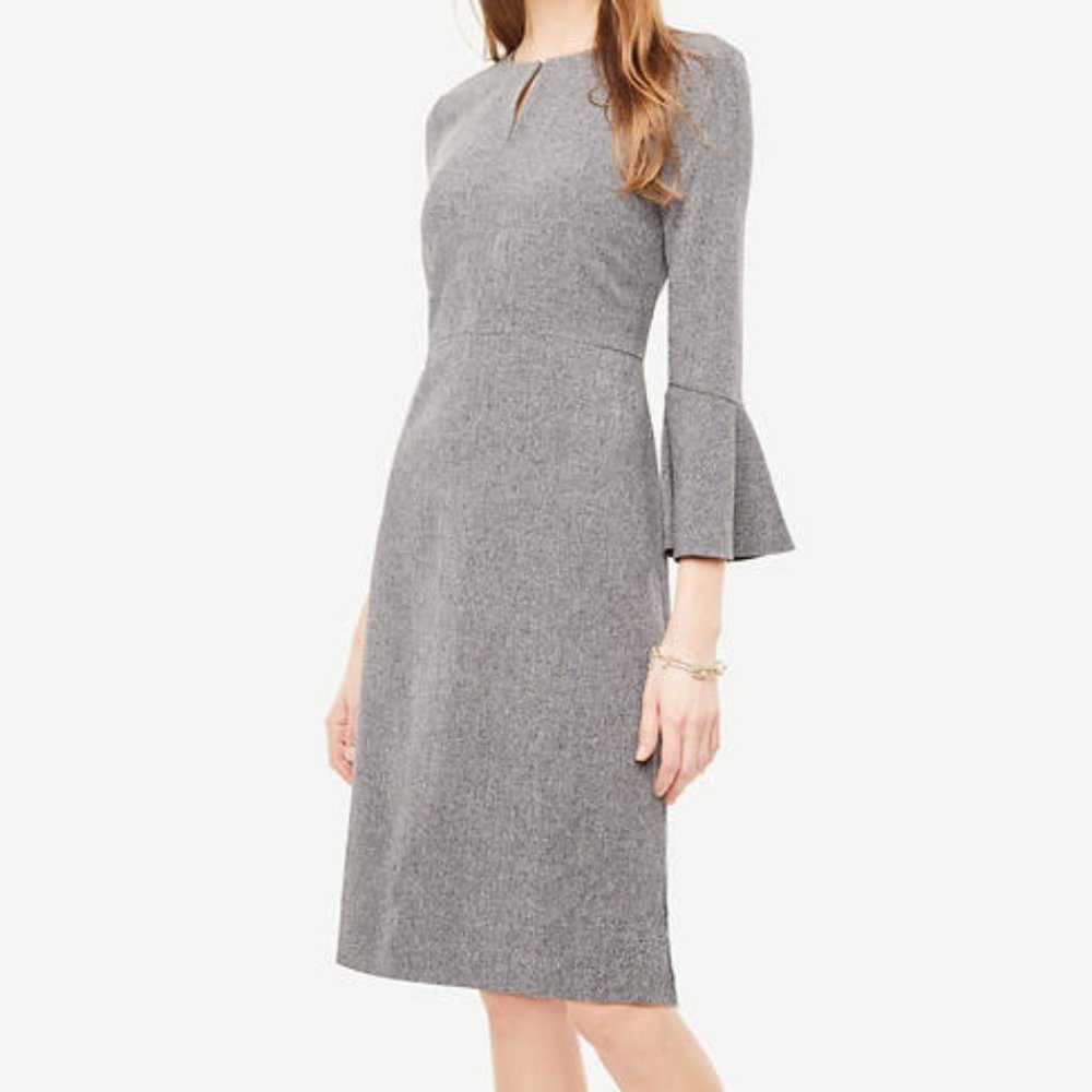 NWOT Ann Taylor Gray Bell Sleeved Shift Dress